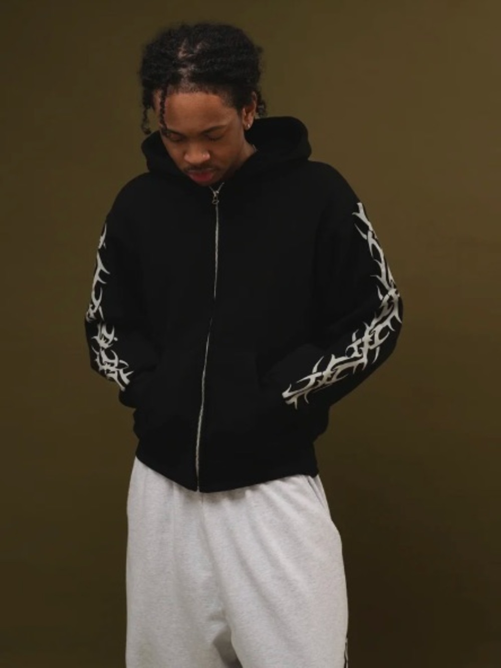 Bravest Studios Black Tribal Zip-Up Hoodie